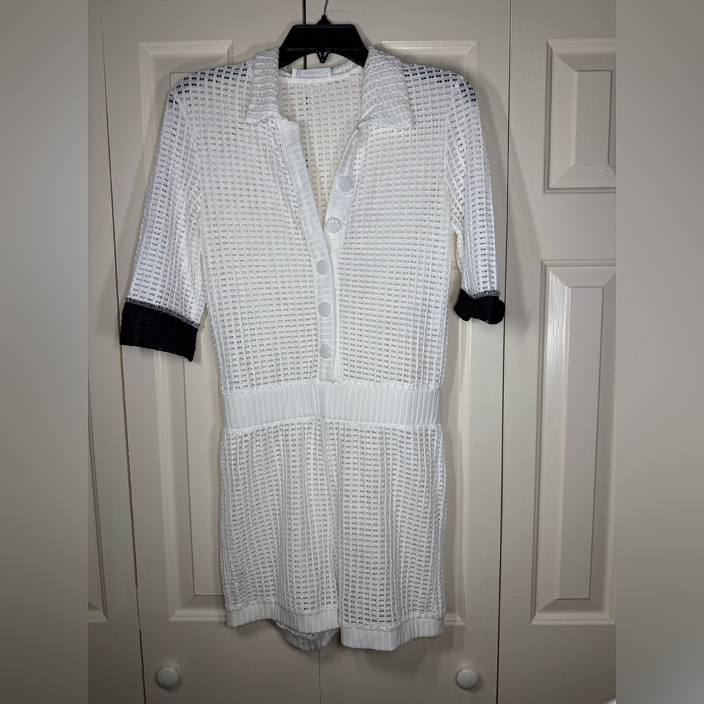 Privacy Wardrobe Andrea crochet sheer‎ white cover up romper